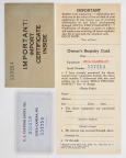 Import Cert.,Warranty Cards,Owner's Registry Cards